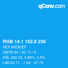 カラーコード: RGB 14.1 162.8 239 | qconv.com