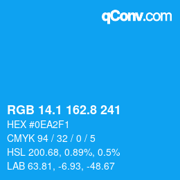 Color code: RGB 14.1 162.8 241 | qconv.com