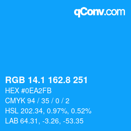 カラーコード: RGB 14.1 162.8 251 | qconv.com