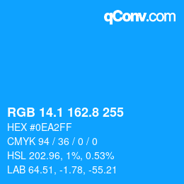 Color code: RGB 14.1 162.8 255 | qconv.com