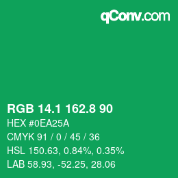 カラーコード: RGB 14.1 162.8 90 | qconv.com