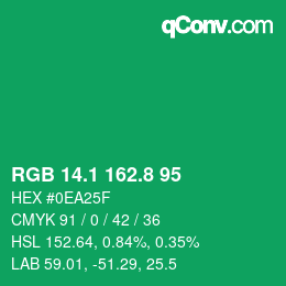 カラーコード: RGB 14.1 162.8 95 | qconv.com