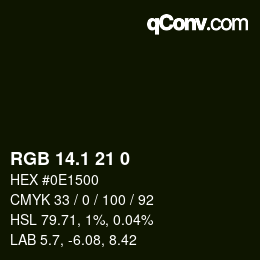 Farbcode: RGB 14.1 21 0 | qconv.com