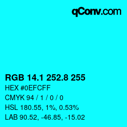 カラーコード: RGB 14.1 252.8 255 | qconv.com