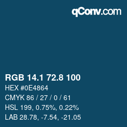 カラーコード: RGB 14.1 72.8 100 | qconv.com