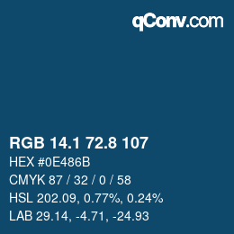 カラーコード: RGB 14.1 72.8 107 | qconv.com