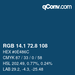 カラーコード: RGB 14.1 72.8 108 | qconv.com
