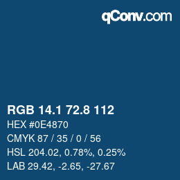カラーコード: RGB 14.1 72.8 112 | qconv.com