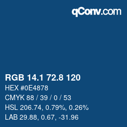 Color code: RGB 14.1 72.8 120 | qconv.com