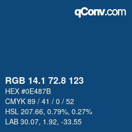 カラーコード: RGB 14.1 72.8 123 | qconv.com