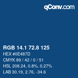 Color code: RGB 14.1 72.8 125 | qconv.com