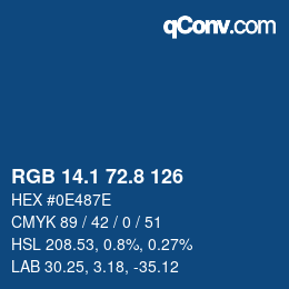 カラーコード: RGB 14.1 72.8 126 | qconv.com