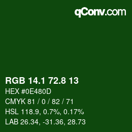 カラーコード: RGB 14.1 72.8 13 | qconv.com