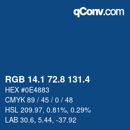 カラーコード: RGB 14.1 72.8 131.4 | qconv.com