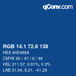 カラーコード: RGB 14.1 72.8 138 | qconv.com