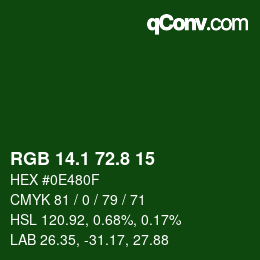 Color code: RGB 14.1 72.8 15 | qconv.com