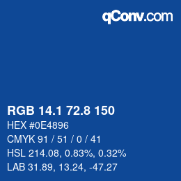 Color code: RGB 14.1 72.8 150 | qconv.com