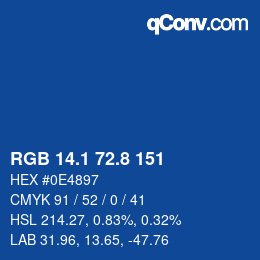 カラーコード: RGB 14.1 72.8 151 | qconv.com