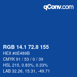 カラーコード: RGB 14.1 72.8 155 | qconv.com