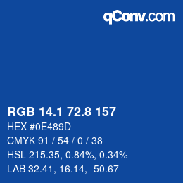 カラーコード: RGB 14.1 72.8 157 | qconv.com