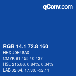 Color code: RGB 14.1 72.8 160 | qconv.com