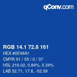 Color code: RGB 14.1 72.8 161 | qconv.com