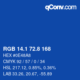 カラーコード: RGB 14.1 72.8 168 | qconv.com