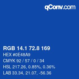 カラーコード: RGB 14.1 72.8 169 | qconv.com