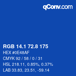 カラーコード: RGB 14.1 72.8 175 | qconv.com