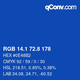 カラーコード: RGB 14.1 72.8 178 | qconv.com
