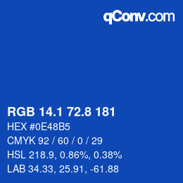 カラーコード: RGB 14.1 72.8 181 | qconv.com