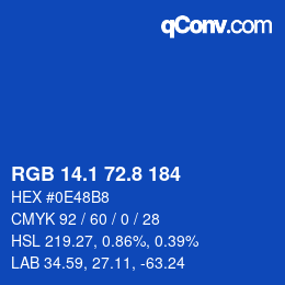 Color code: RGB 14.1 72.8 184 | qconv.com