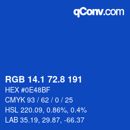 カラーコード: RGB 14.1 72.8 191 | qconv.com