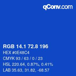 Color code: RGB 14.1 72.8 196 | qconv.com