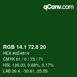 Color code: RGB 14.1 72.8 20 | qconv.com