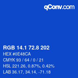 カラーコード: RGB 14.1 72.8 202 | qconv.com