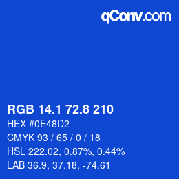 カラーコード: RGB 14.1 72.8 210 | qconv.com