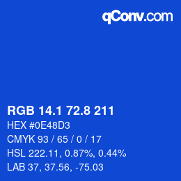 カラーコード: RGB 14.1 72.8 211 | qconv.com