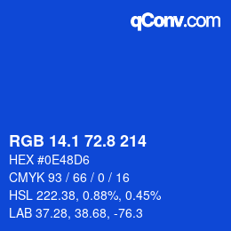 カラーコード: RGB 14.1 72.8 214 | qconv.com