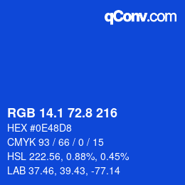 カラーコード: RGB 14.1 72.8 216 | qconv.com