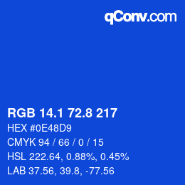 カラーコード: RGB 14.1 72.8 217 | qconv.com