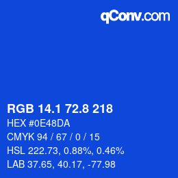 カラーコード: RGB 14.1 72.8 218 | qconv.com