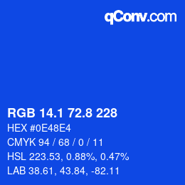カラーコード: RGB 14.1 72.8 228 | qconv.com