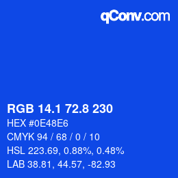 カラーコード: RGB 14.1 72.8 230 | qconv.com