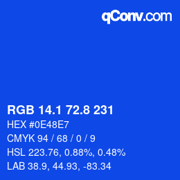 カラーコード: RGB 14.1 72.8 231 | qconv.com