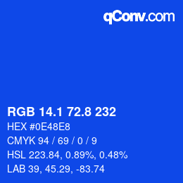 カラーコード: RGB 14.1 72.8 232 | qconv.com