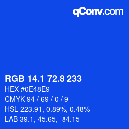 カラーコード: RGB 14.1 72.8 233 | qconv.com