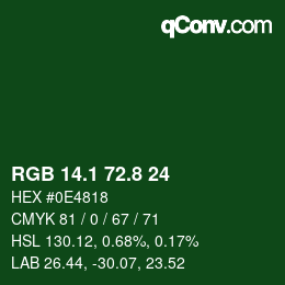 カラーコード: RGB 14.1 72.8 24 | qconv.com