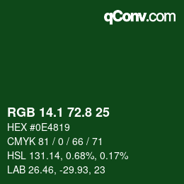 Color code: RGB 14.1 72.8 25 | qconv.com
