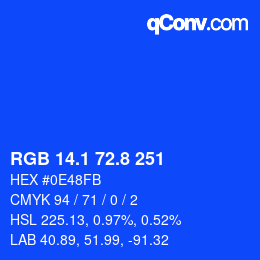 カラーコード: RGB 14.1 72.8 251 | qconv.com